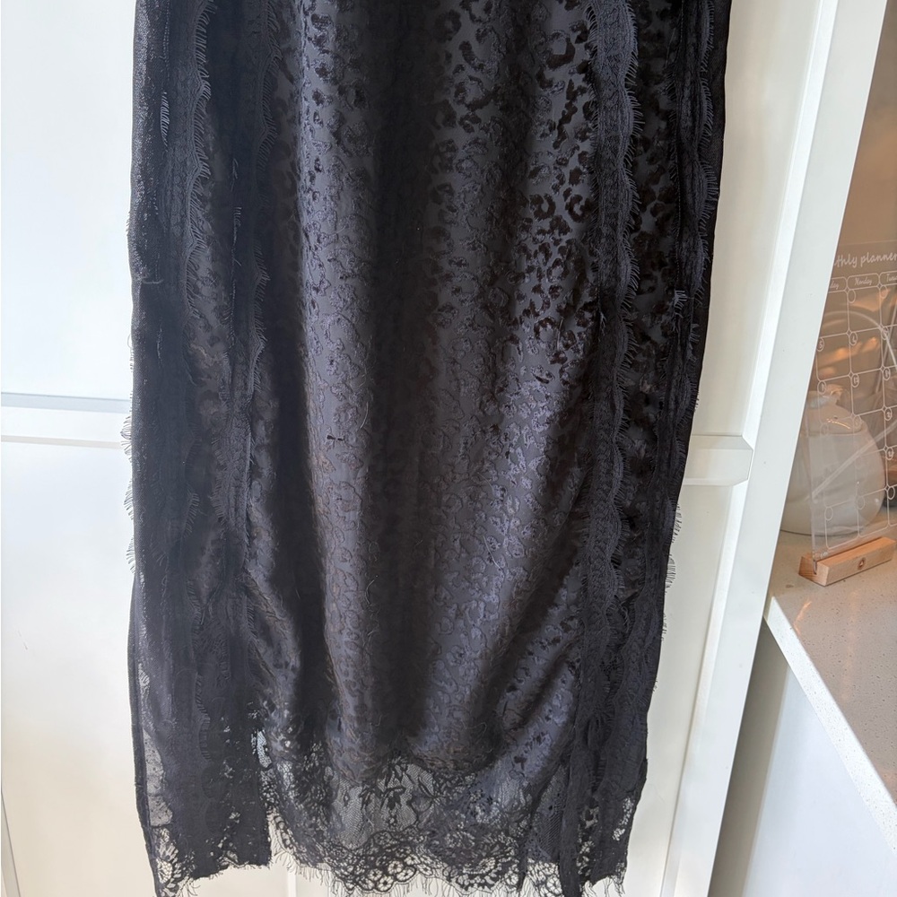 AllSaints Black Lace-Overlay Midi Dress - Picture 4 of 10